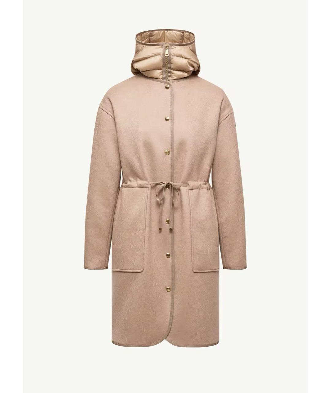 MONCLER Бежевый шерстяной пуховик, фото 9