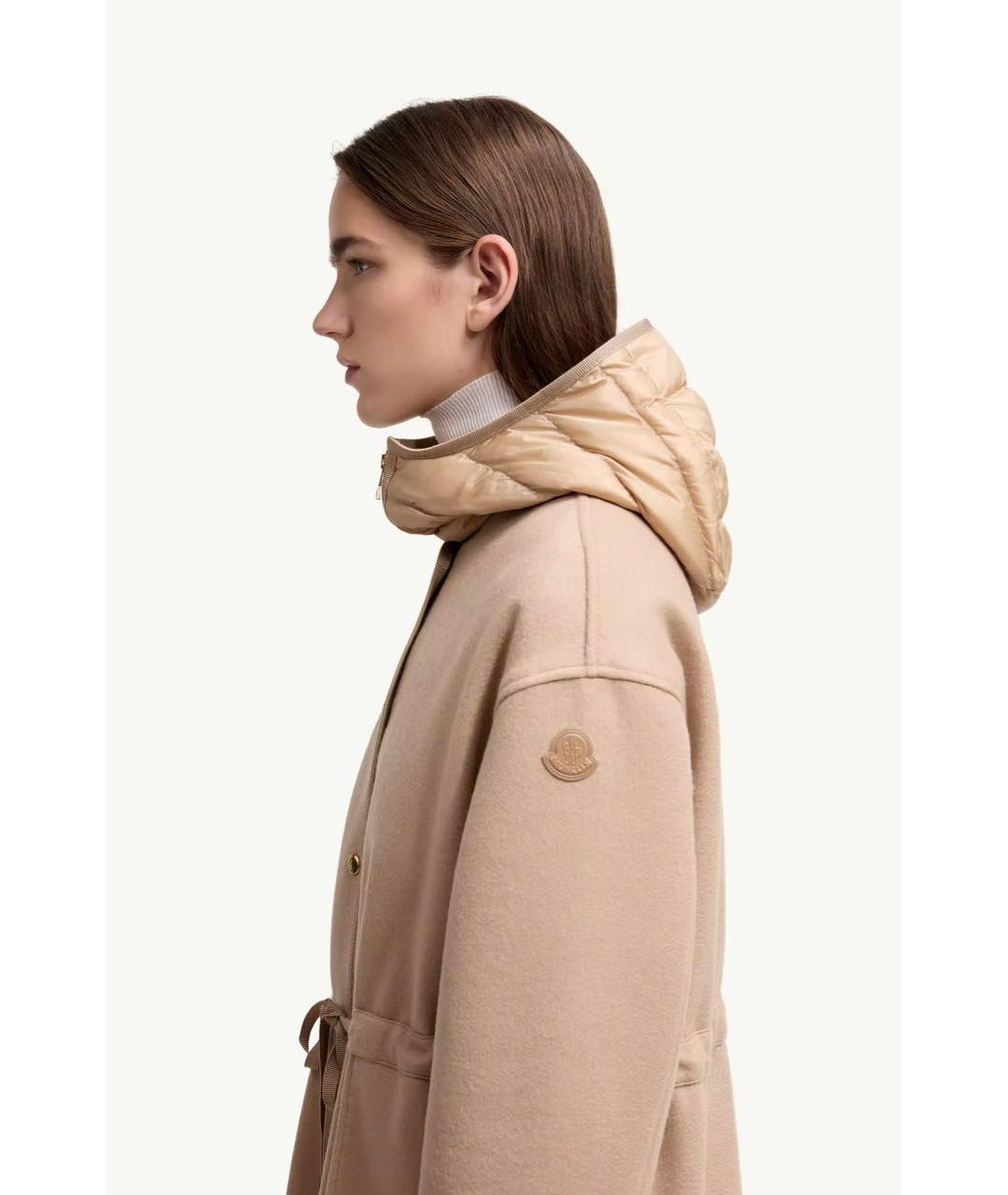 MONCLER Бежевый шерстяной пуховик, фото 5