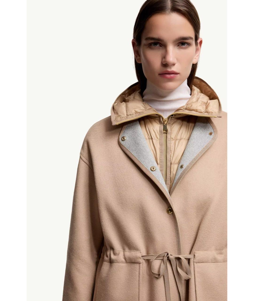 MONCLER Бежевый шерстяной пуховик, фото 7