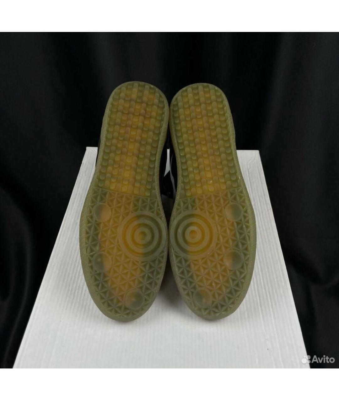 MAISON MARGIELA Антрацитовые низкие кроссовки / кеды из лакированной кожи, фото 7