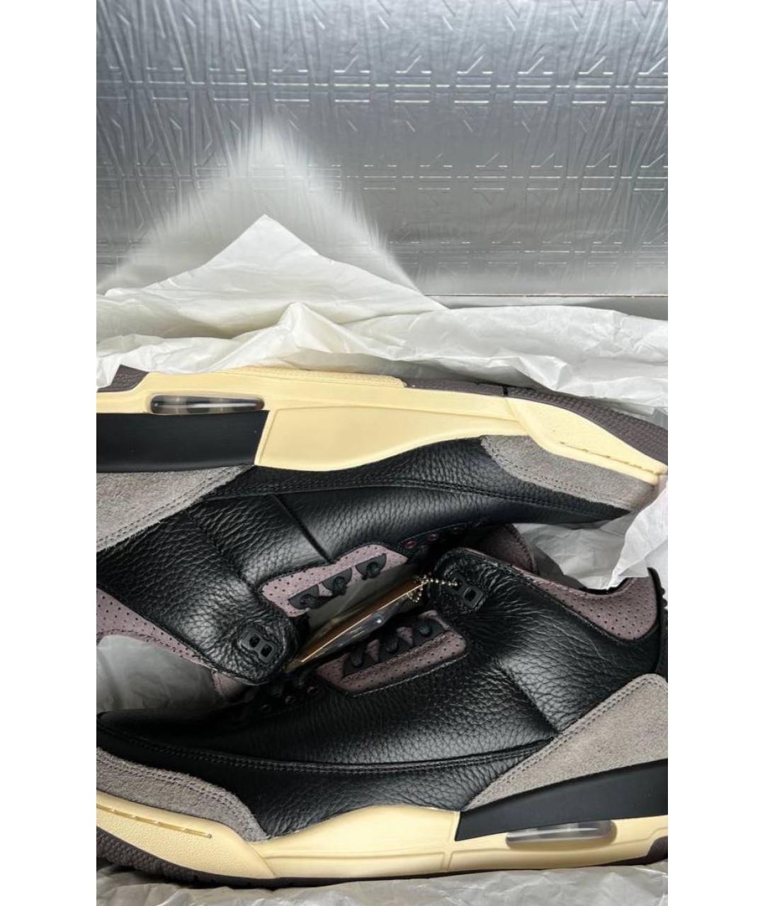 JORDAN Черные кожаные высокие кроссовки / кеды, фото 7