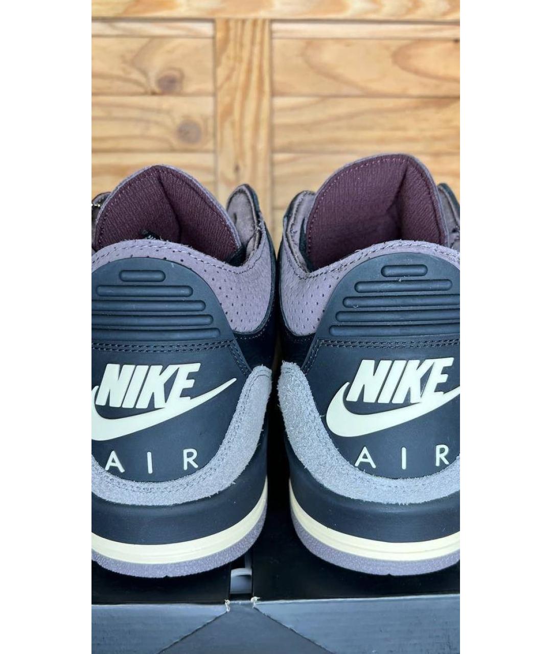 JORDAN Черные кожаные высокие кроссовки / кеды, фото 6