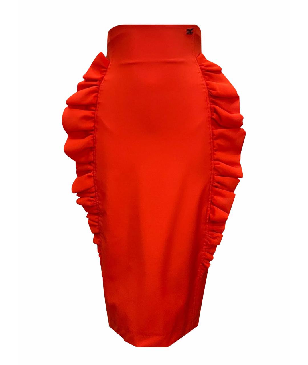 ELISABETTA FRANCHI Красная полиамидовая юбка миди, фото 1