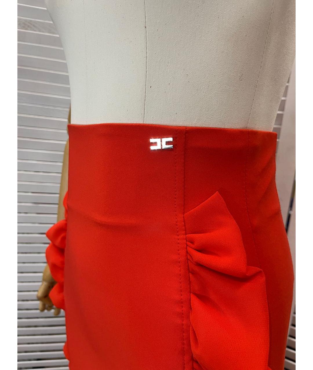 ELISABETTA FRANCHI Красная полиамидовая юбка миди, фото 6