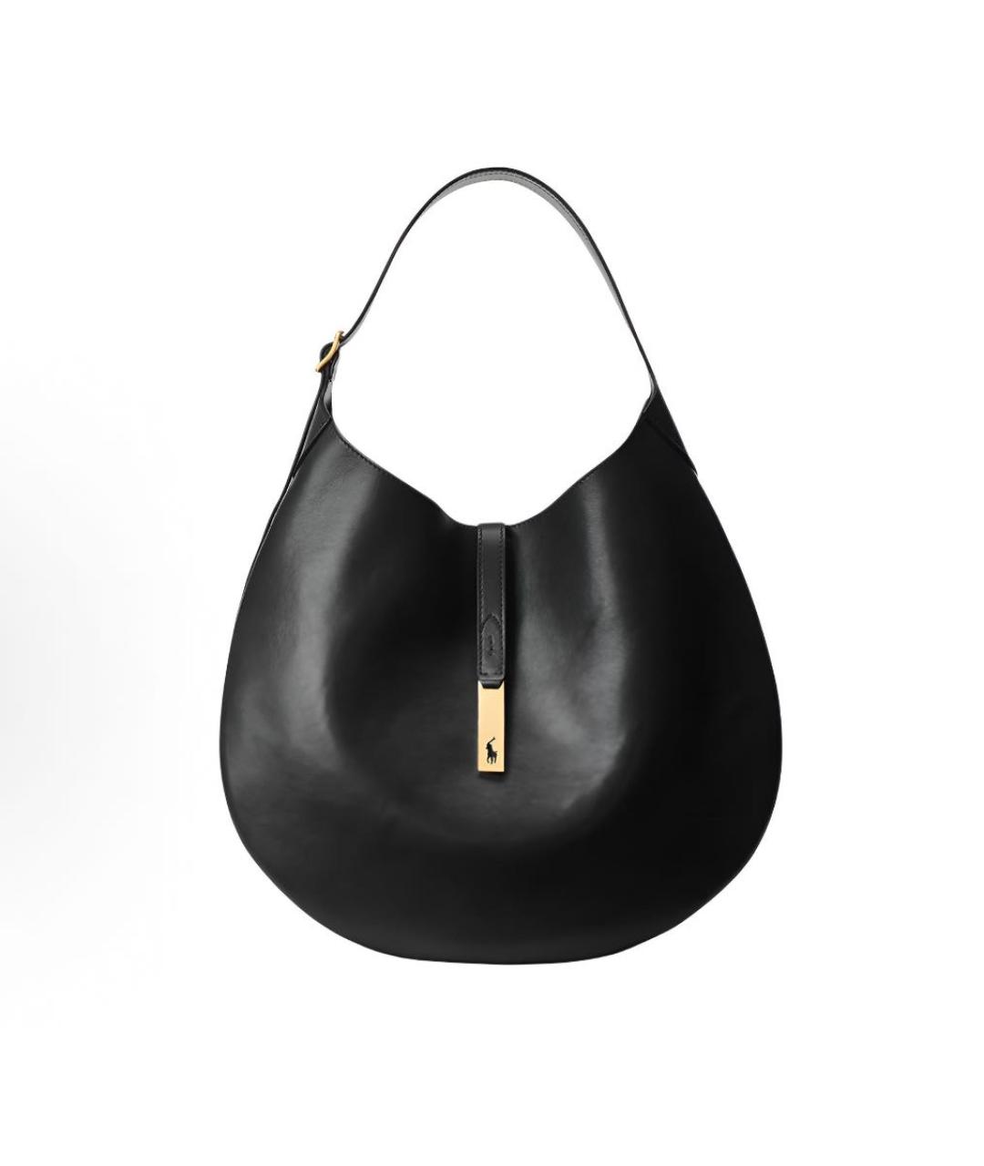 POLO RALPH LAUREN Черная кожаная сумка с короткими ручками, фото 9