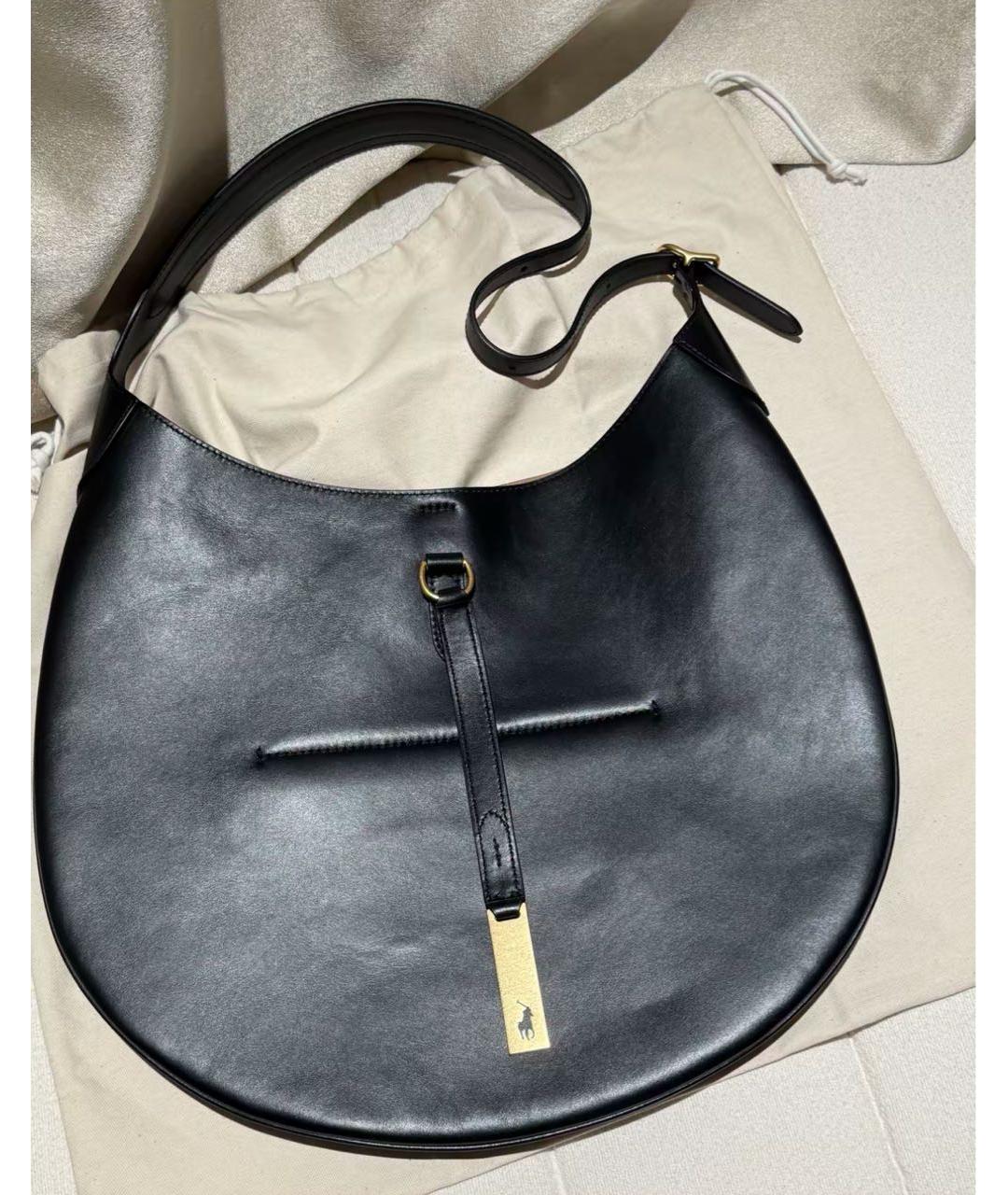 POLO RALPH LAUREN Черная кожаная сумка с короткими ручками, фото 7