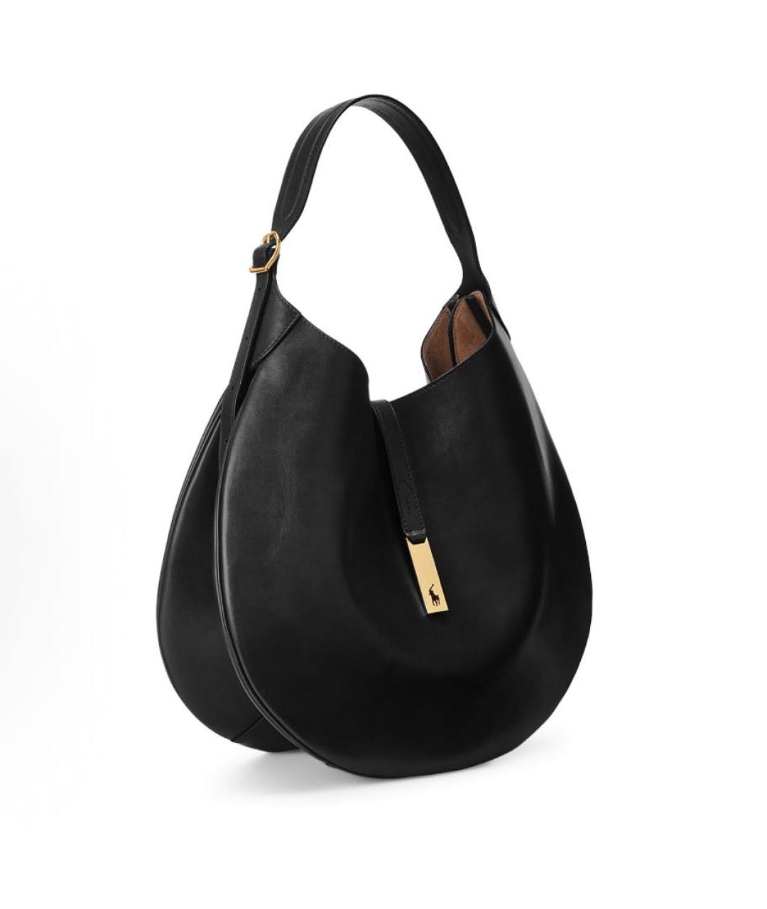 POLO RALPH LAUREN Черная кожаная сумка с короткими ручками, фото 3