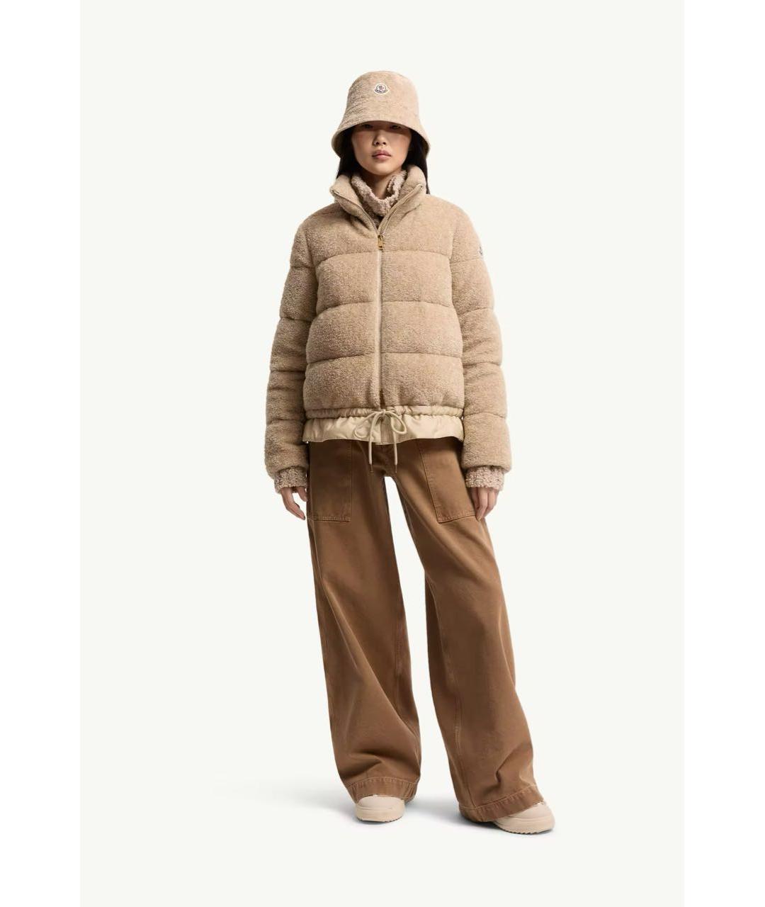 MONCLER Бежевый хлопковый пуховик, фото 4