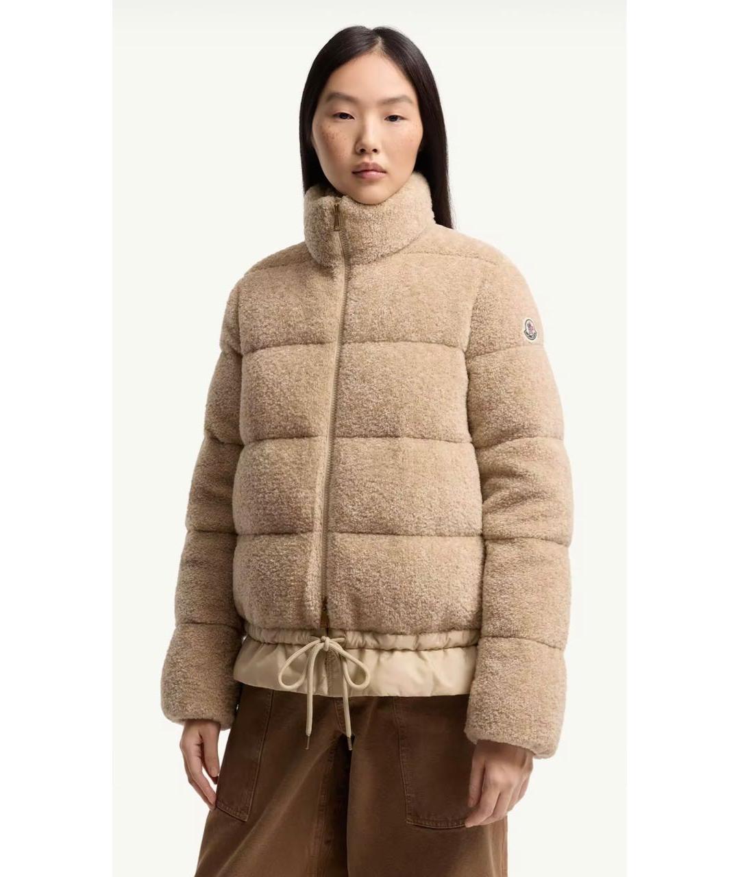 MONCLER Бежевый хлопковый пуховик, фото 2