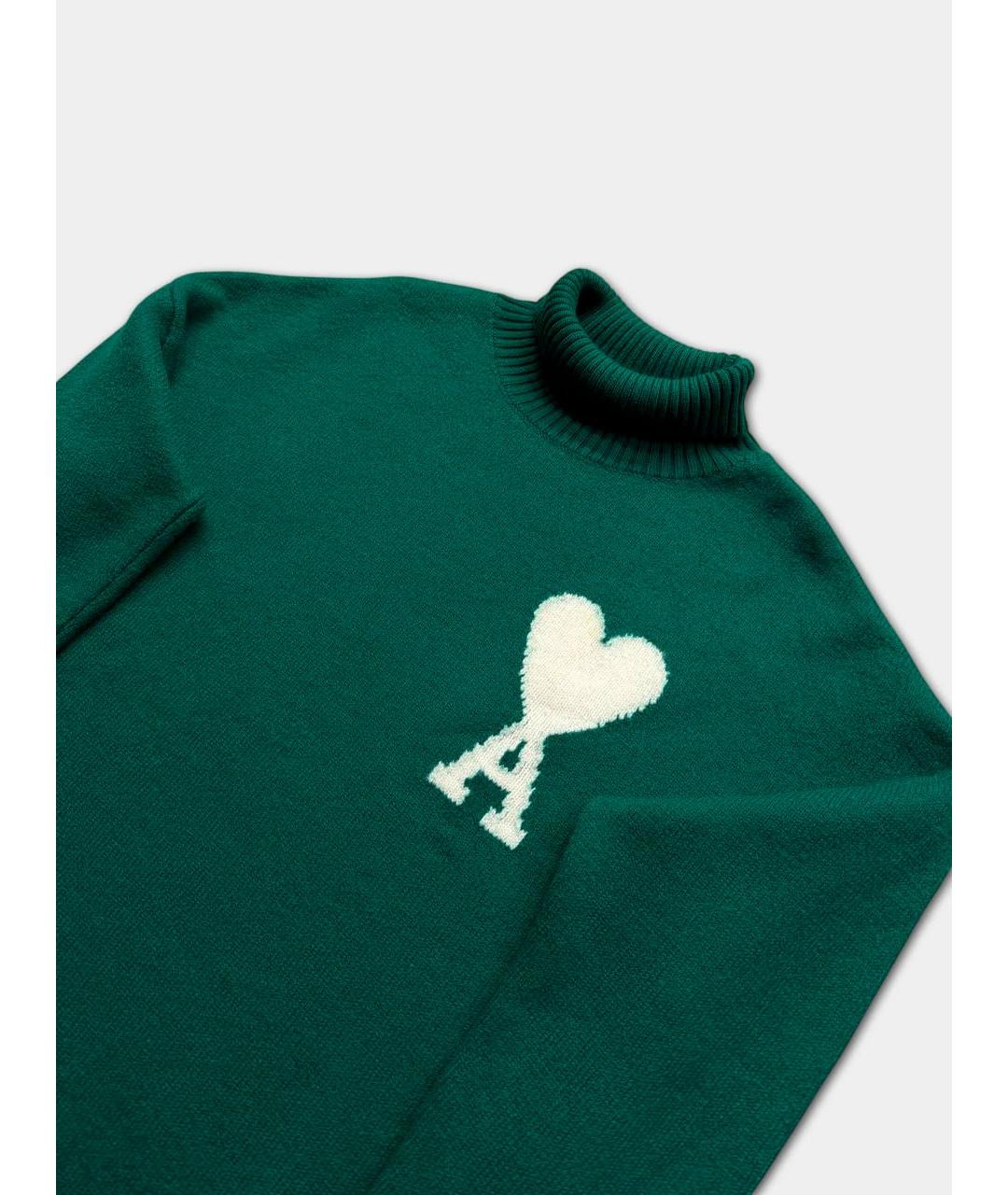 Ami Paris Зеленый шерстяной джемпер / свитер, фото 2