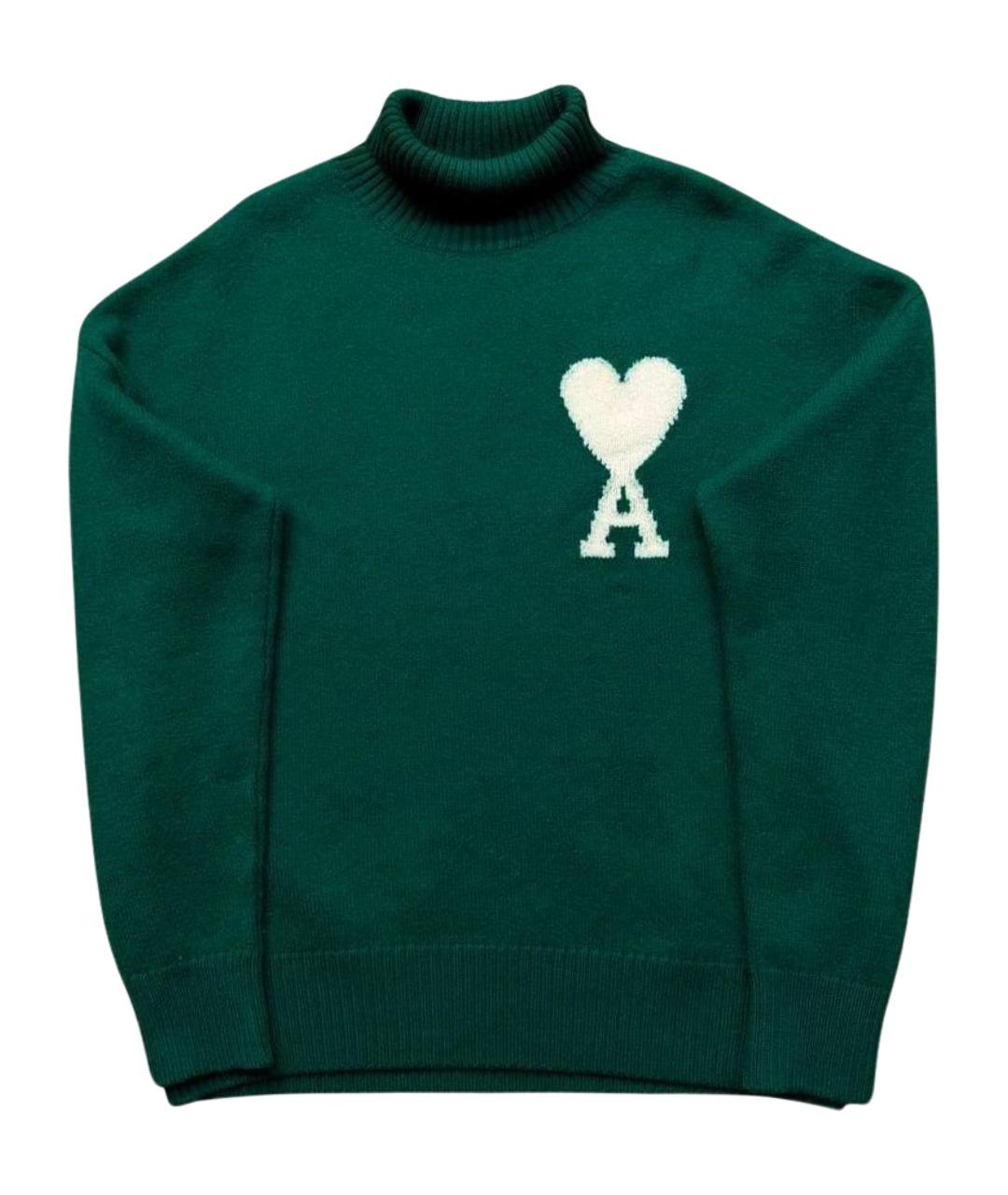 Ami Paris Зеленый шерстяной джемпер / свитер, фото 1