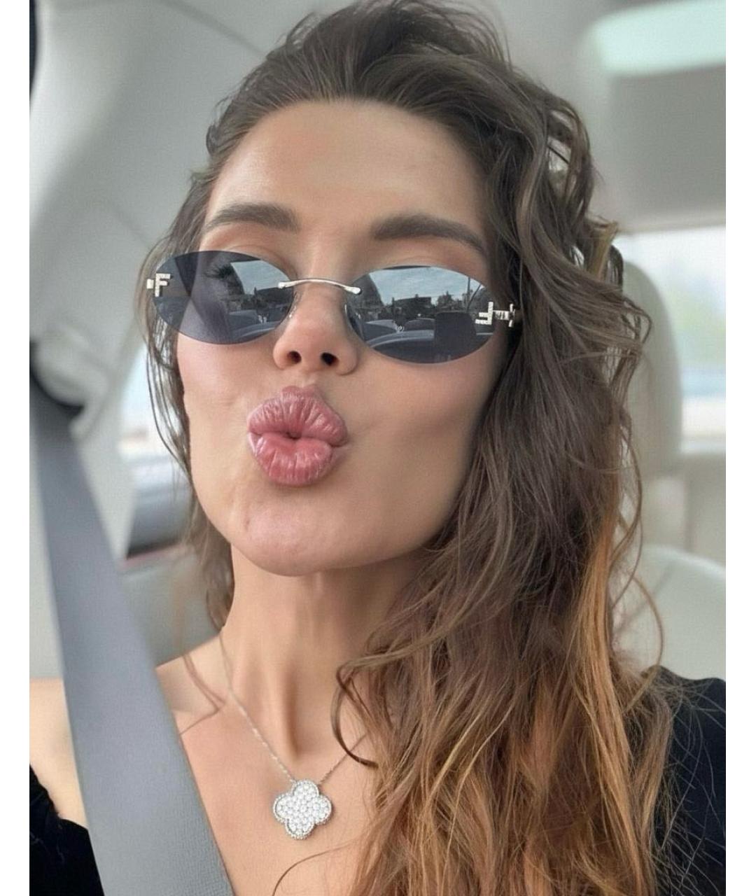 FENDI Темно-синие металлические солнцезащитные очки, фото 6