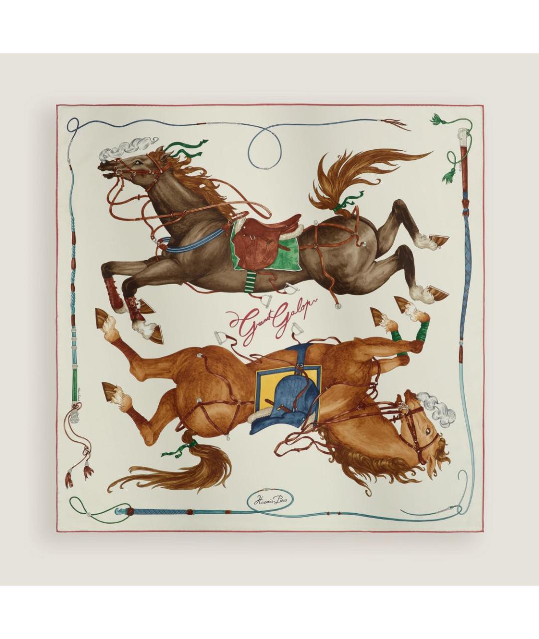 HERMES Бежевый шелковый платок, фото 4