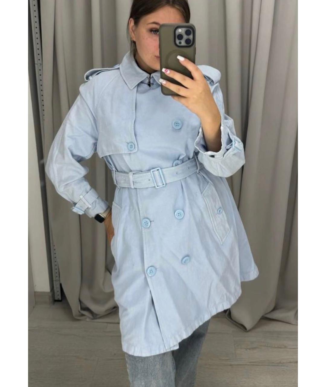 BURBERRY Голубой хлопковый тренч/плащ, фото 5