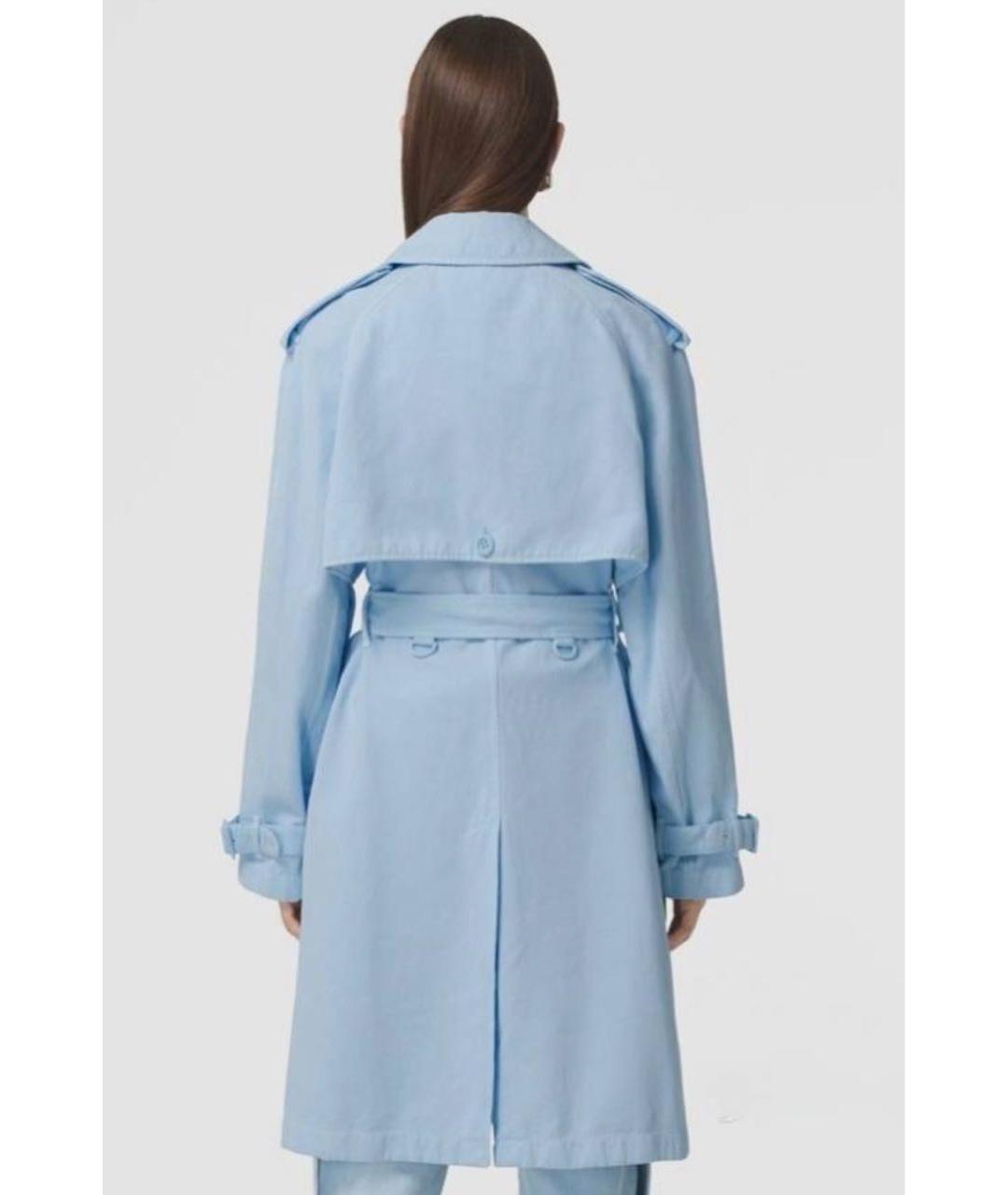 BURBERRY Голубой хлопковый тренч/плащ, фото 2