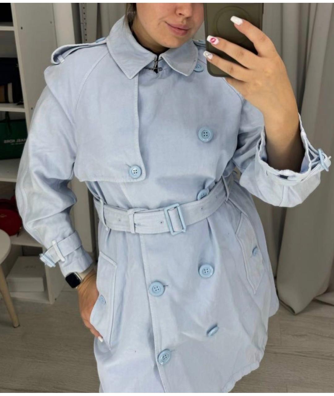 BURBERRY Голубой хлопковый тренч/плащ, фото 6