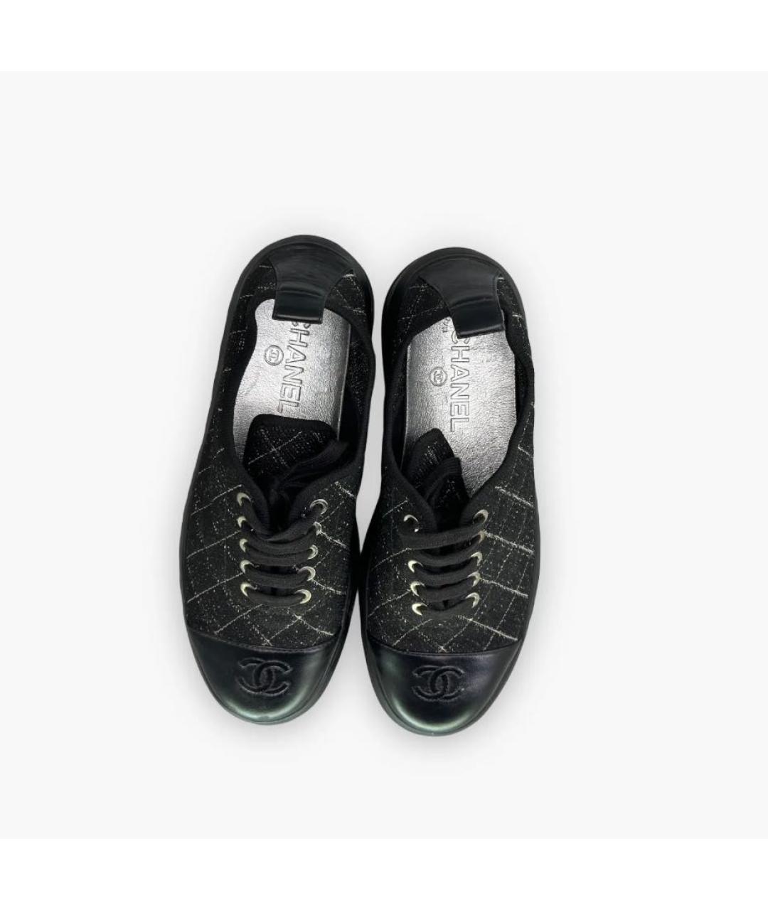 CHANEL Черные текстильные кеды, фото 3