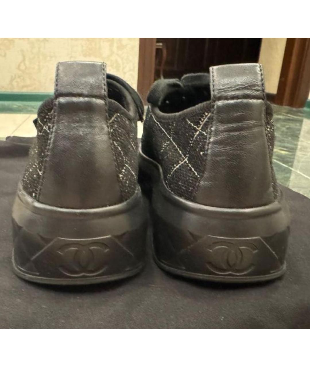 CHANEL Черные текстильные кеды, фото 4