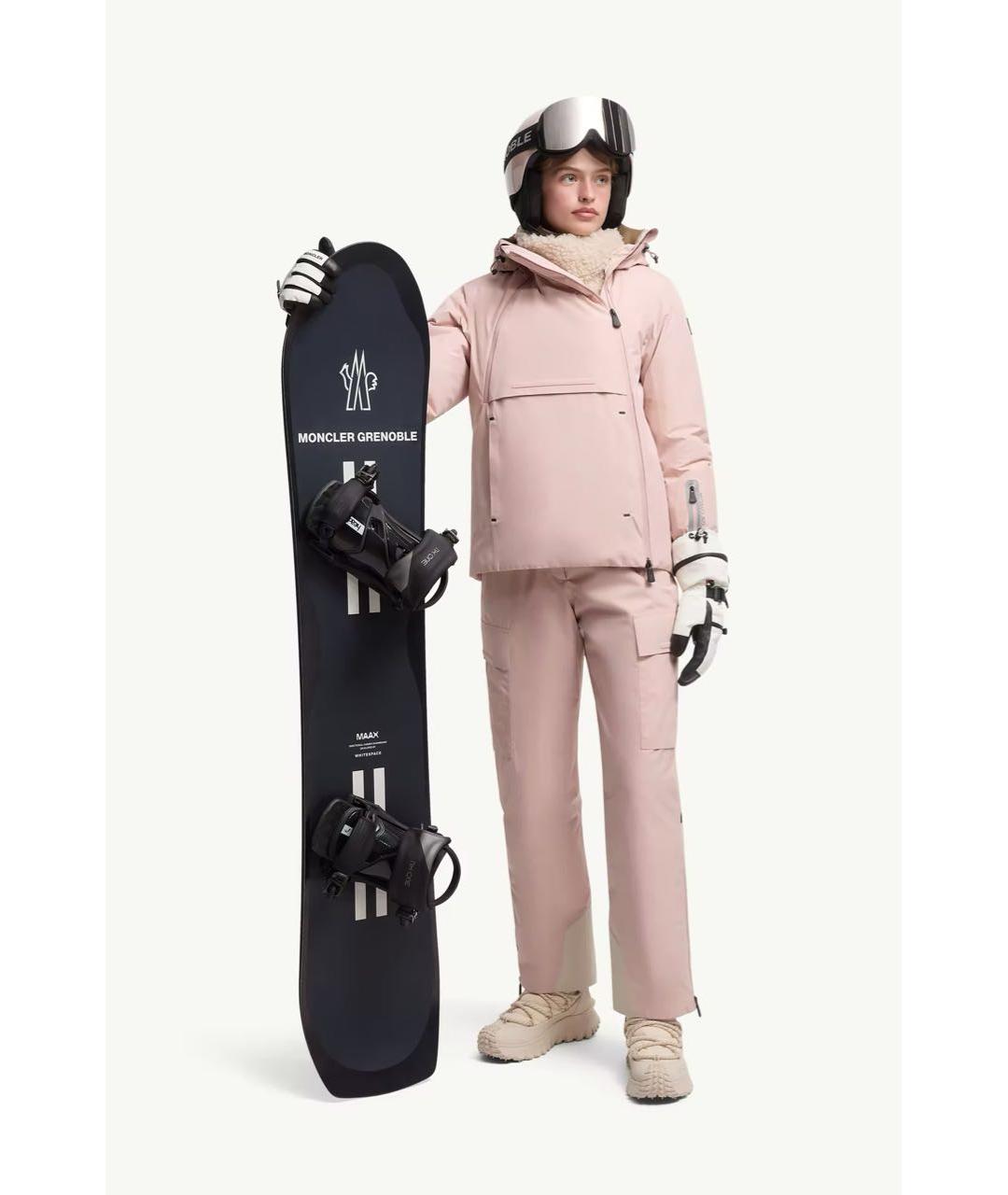 MONCLER Розовый полиэстеровый пуховик, фото 5