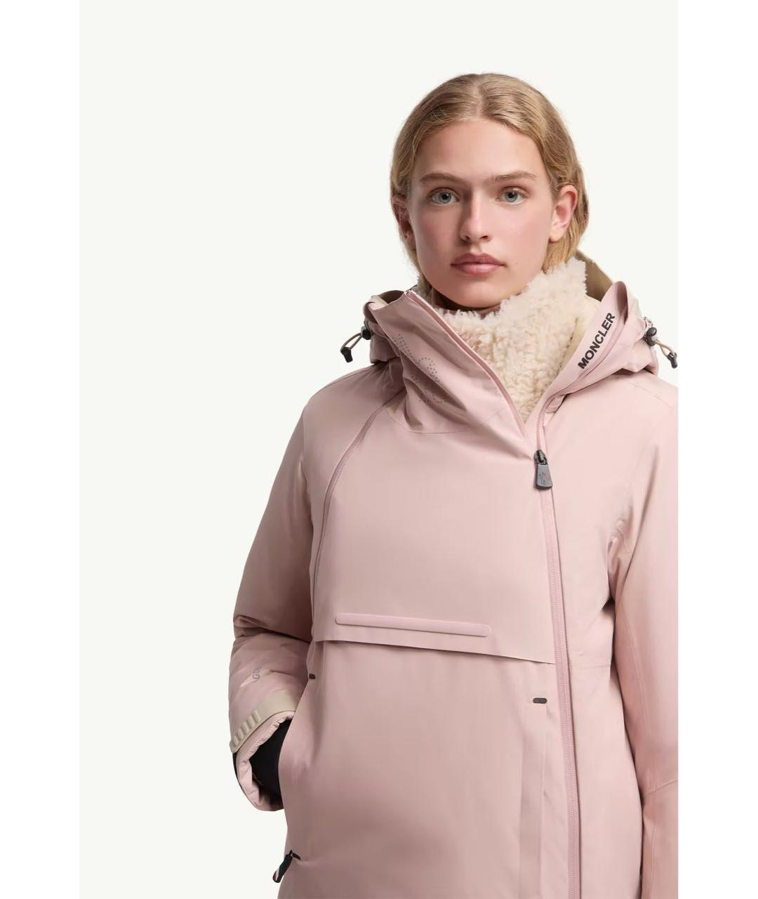 MONCLER Розовый полиэстеровый пуховик, фото 4