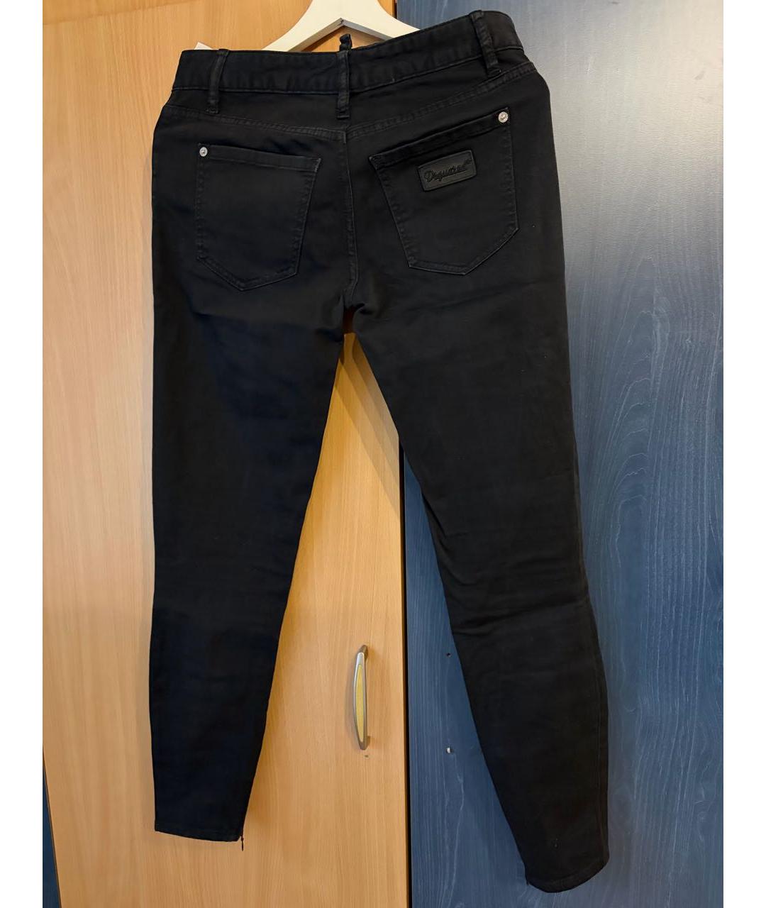 DSQUARED2 Черные хлопко-эластановые джинсы слим, фото 2