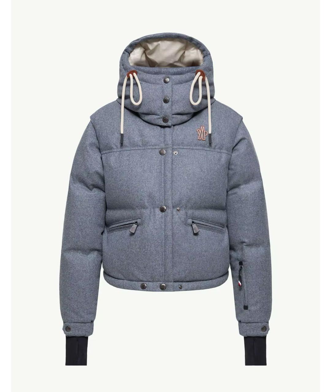 MONCLER Голубой шерстяной пуховик, фото 4