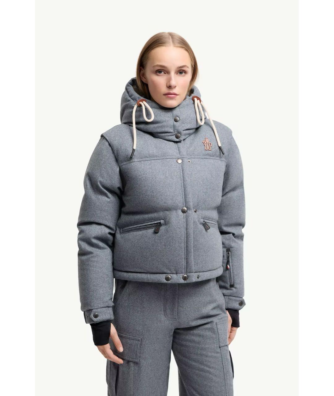 MONCLER Голубой шерстяной пуховик, фото 2