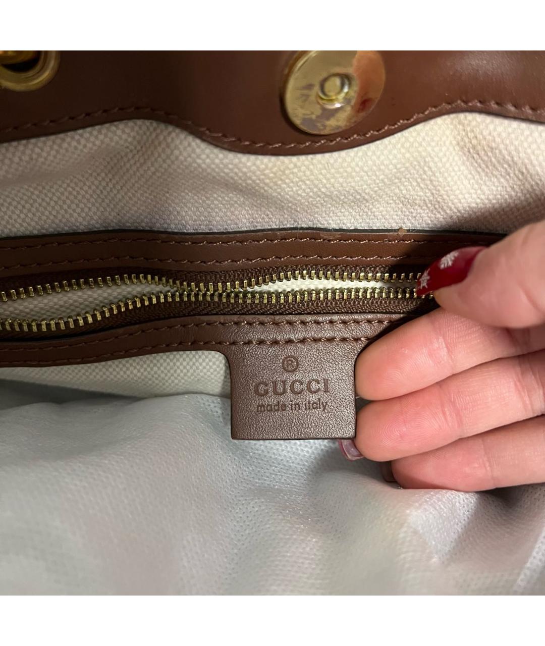 GUCCI Голубая кожаная сумка тоут, фото 7