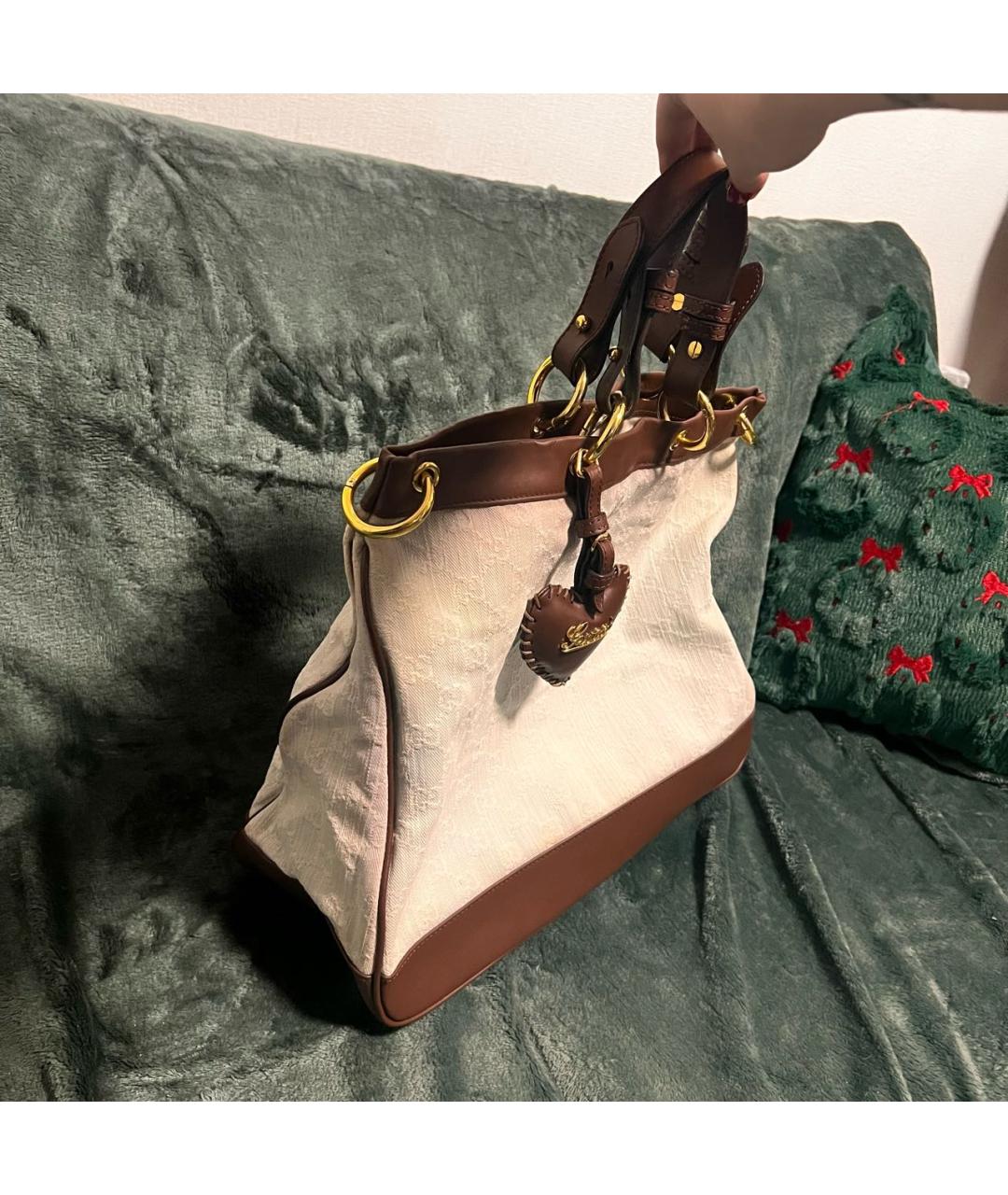 GUCCI Голубая кожаная сумка тоут, фото 2