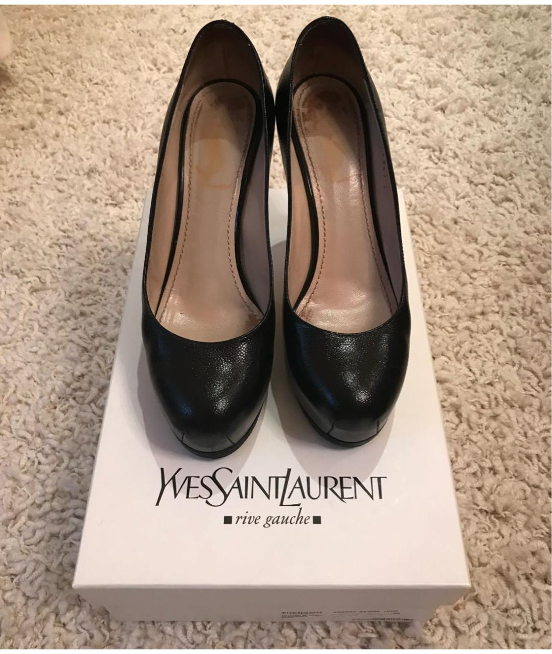 SAINT LAURENT Черные кожаные туфли, фото 2