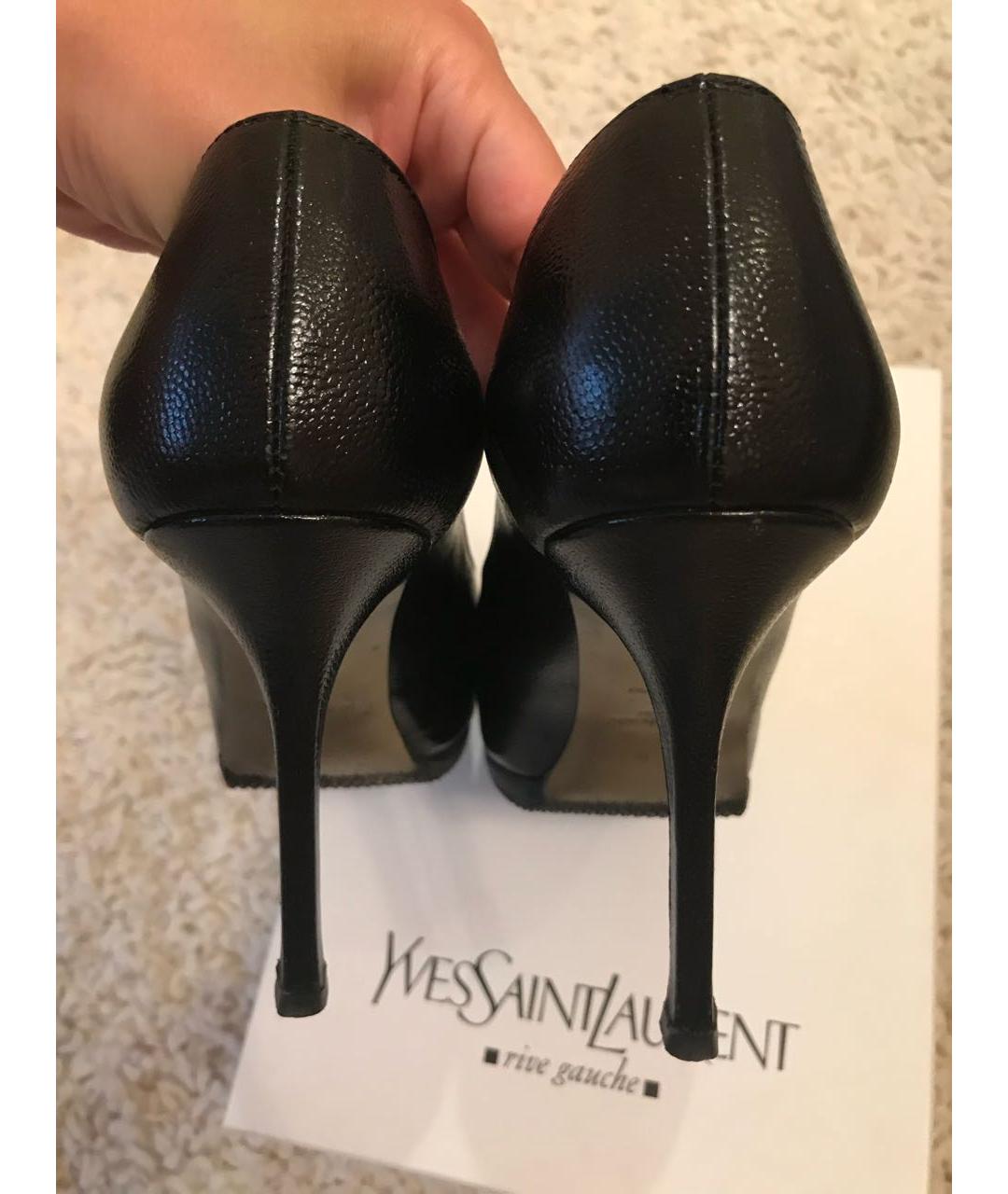 SAINT LAURENT Черные кожаные туфли, фото 4