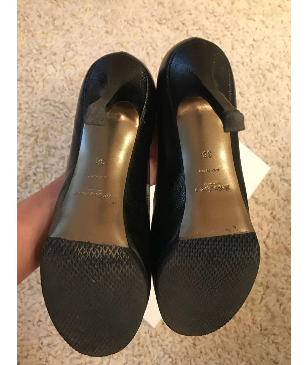 SAINT LAURENT Черные кожаные туфли, фото 5