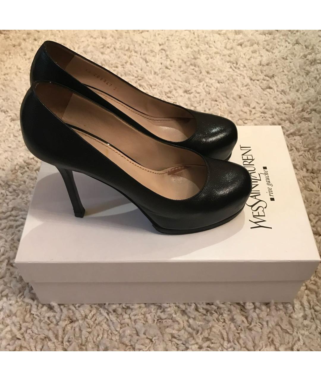 SAINT LAURENT Черные кожаные туфли, фото 6