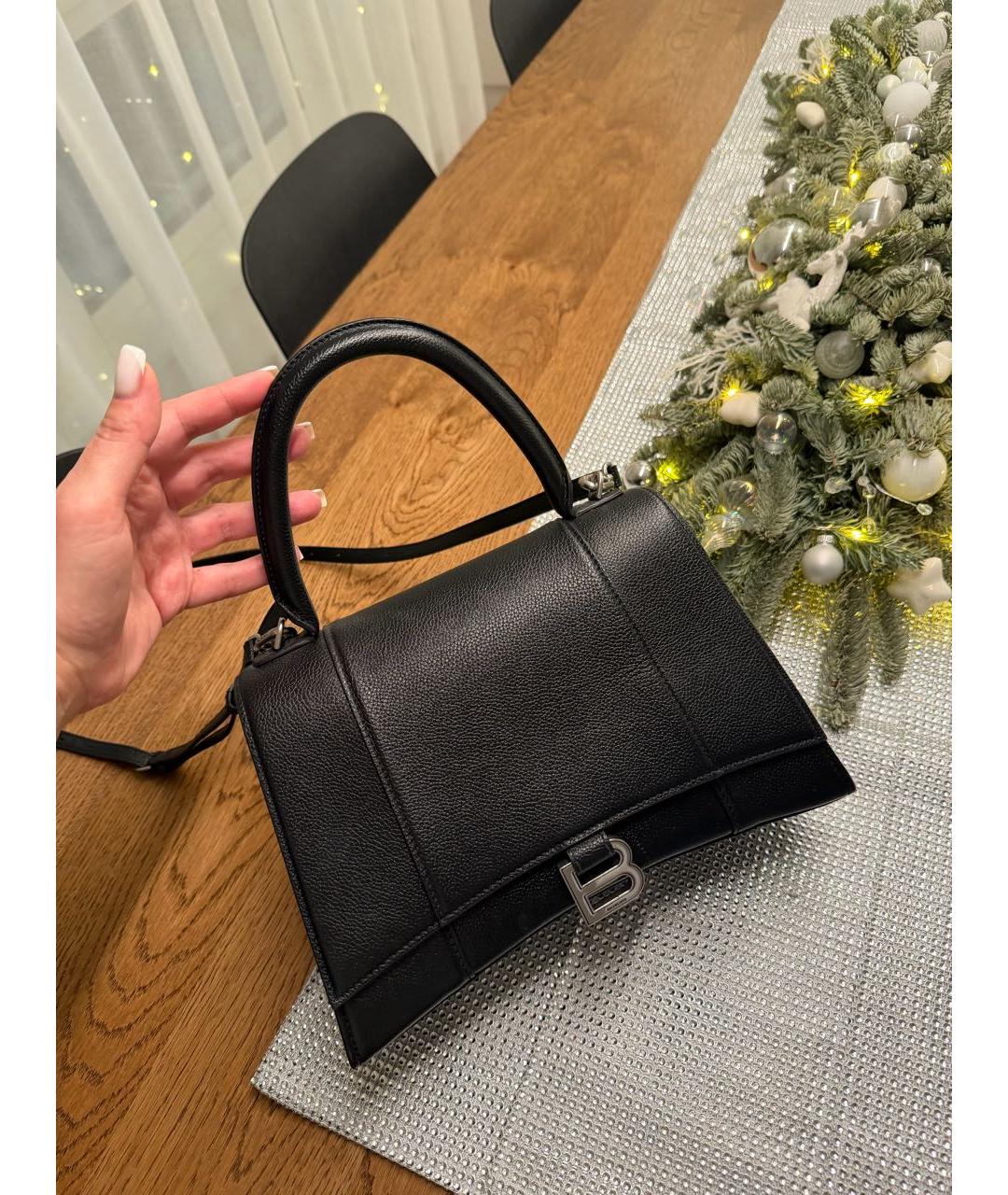 BALENCIAGA Черная кожаная сумка с короткими ручками, фото 3