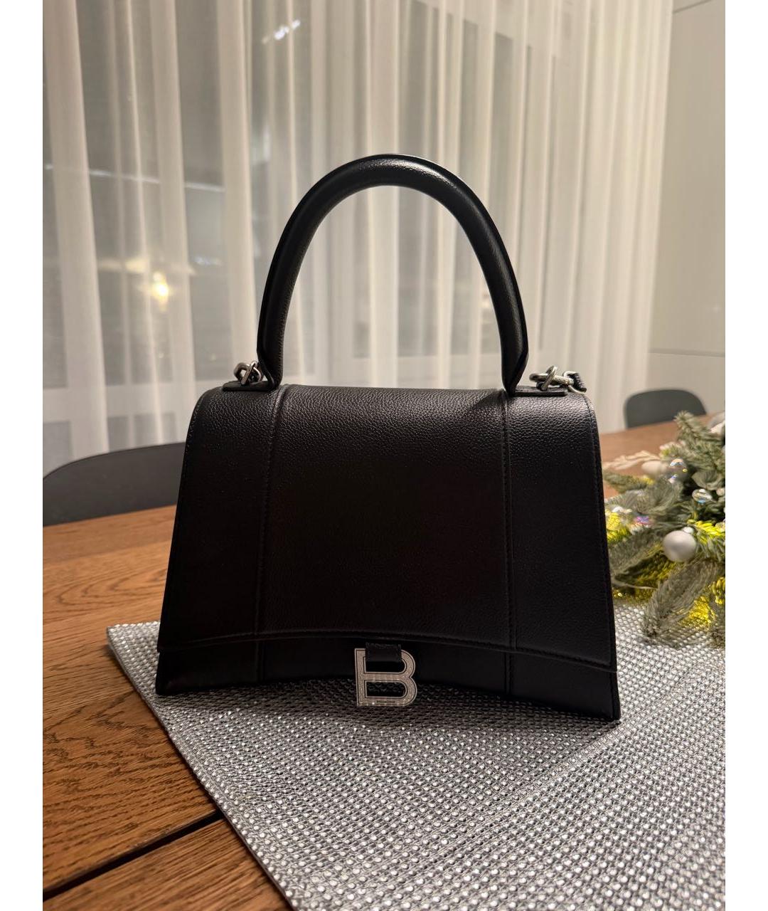 BALENCIAGA Черная кожаная сумка с короткими ручками, фото 2