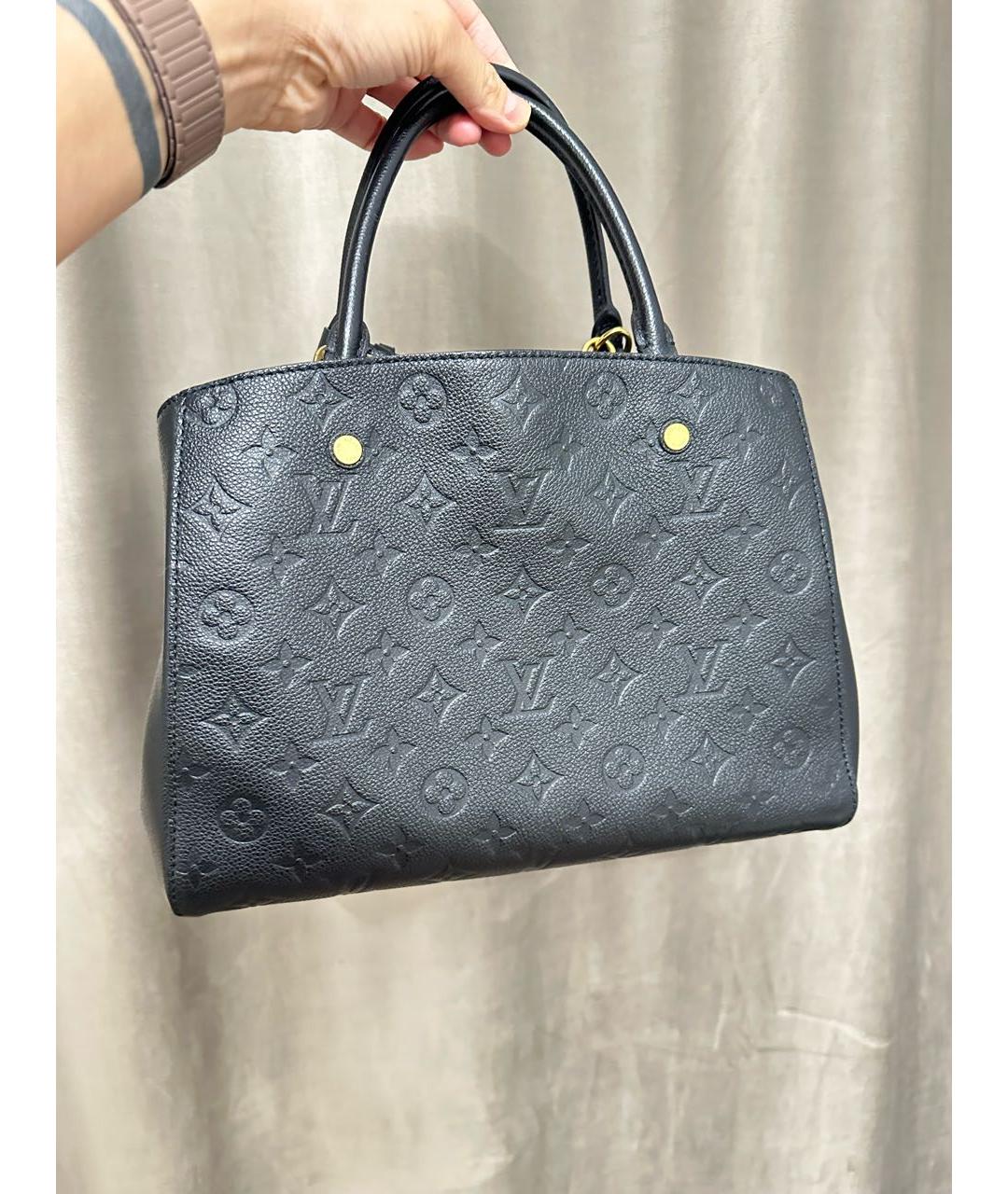 LOUIS VUITTON Черная кожаная сумка тоут, фото 7