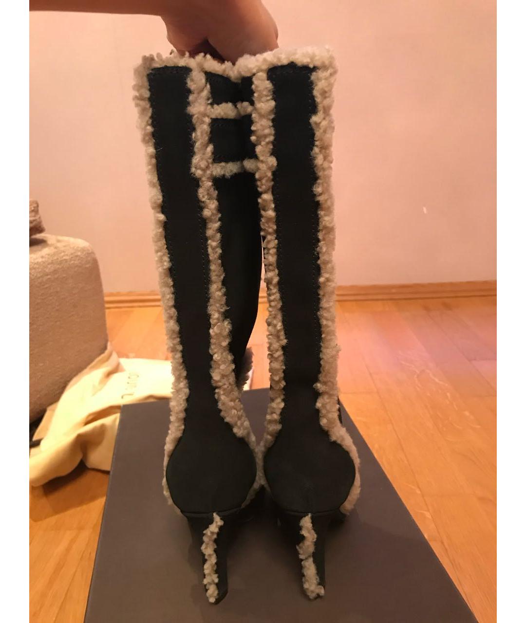 LOUIS VUITTON Темно-синие замшевые сапоги, фото 3