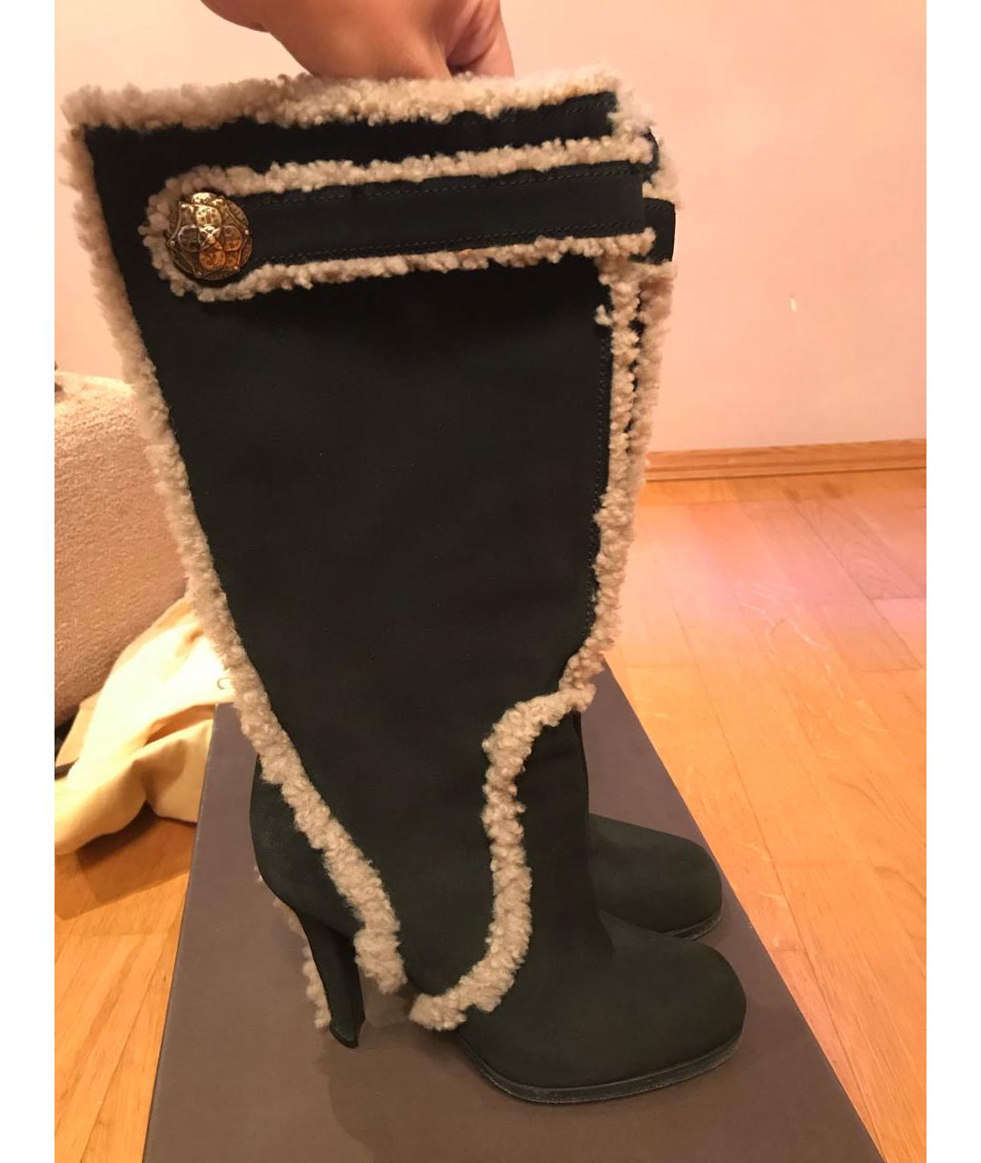 LOUIS VUITTON Темно-синие замшевые сапоги, фото 8