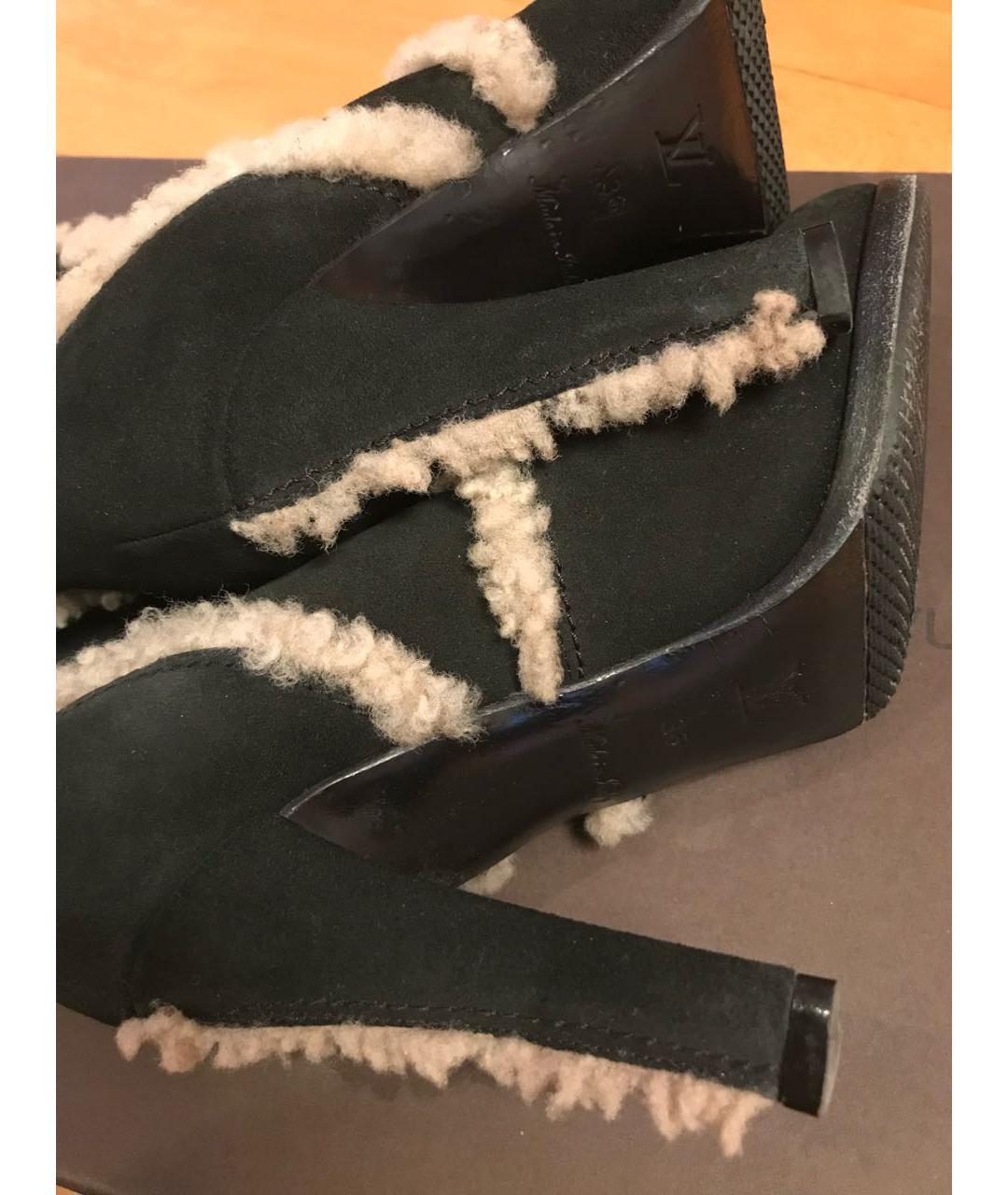 LOUIS VUITTON Темно-синие замшевые сапоги, фото 7