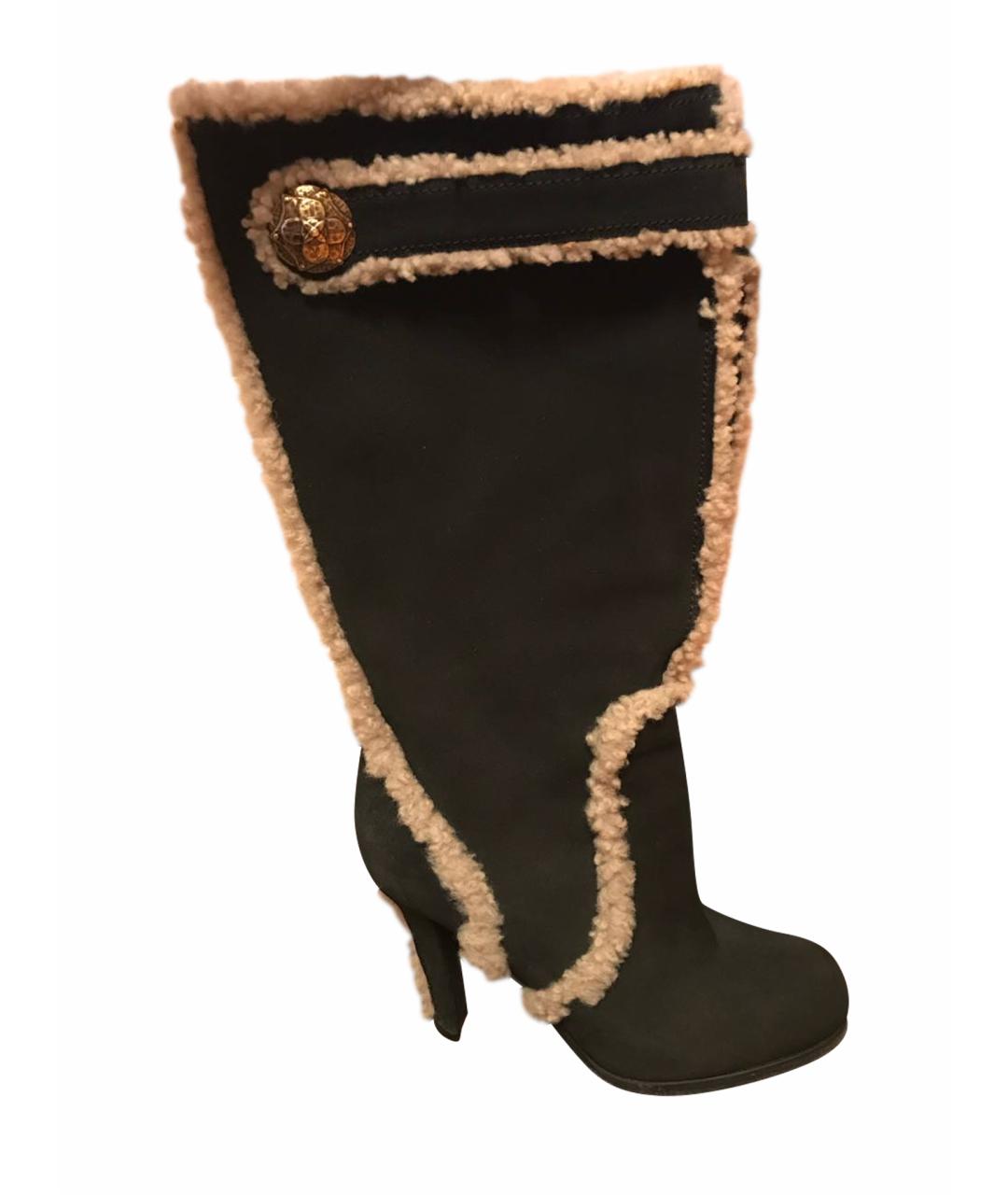 LOUIS VUITTON Темно-синие замшевые сапоги, фото 1