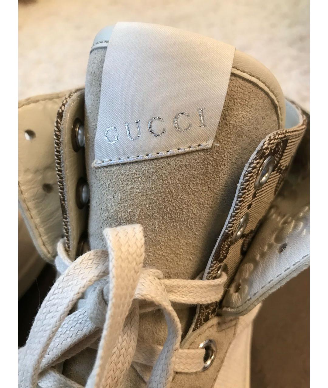 GUCCI Бежевые замшевые кеды, фото 7