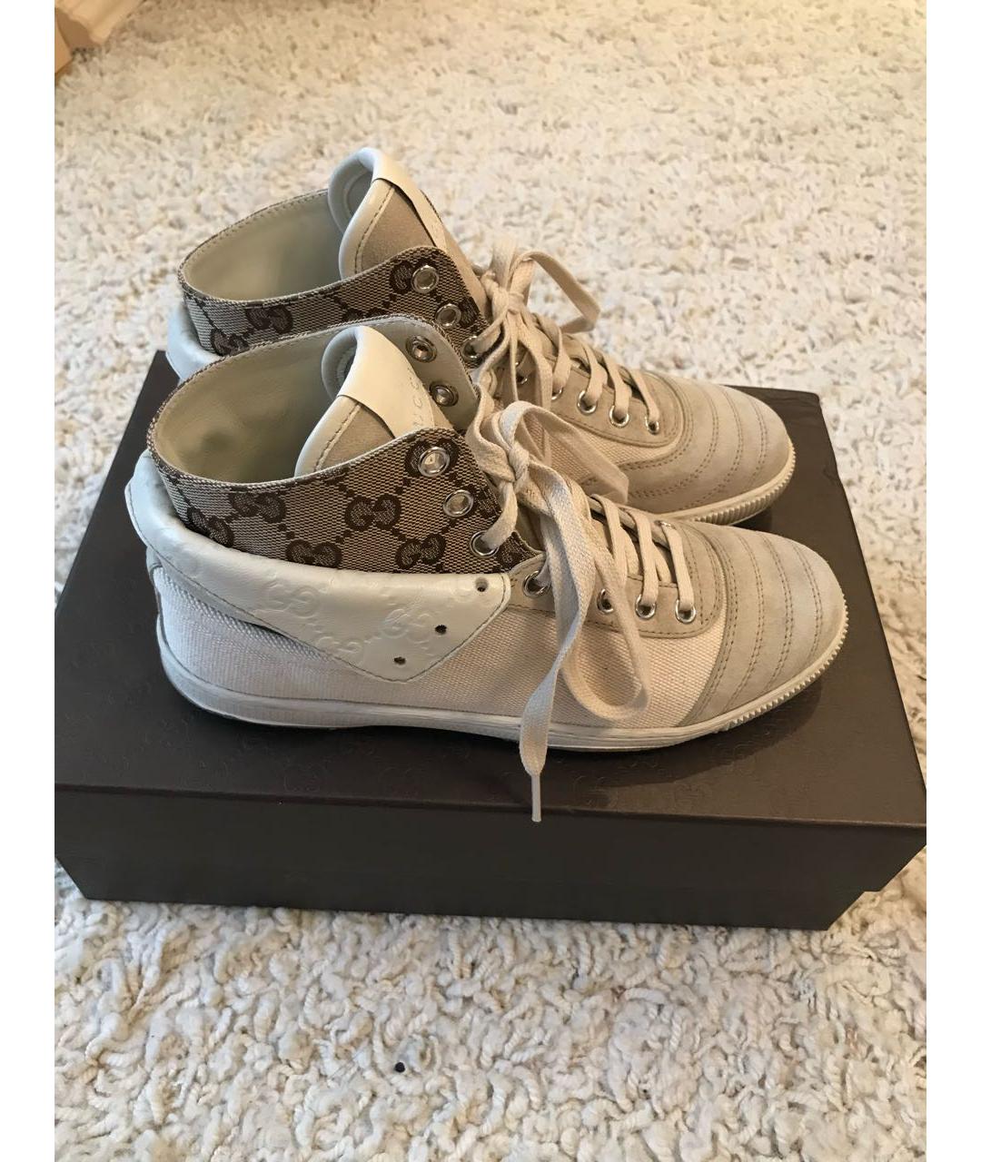 GUCCI Бежевые замшевые кеды, фото 9