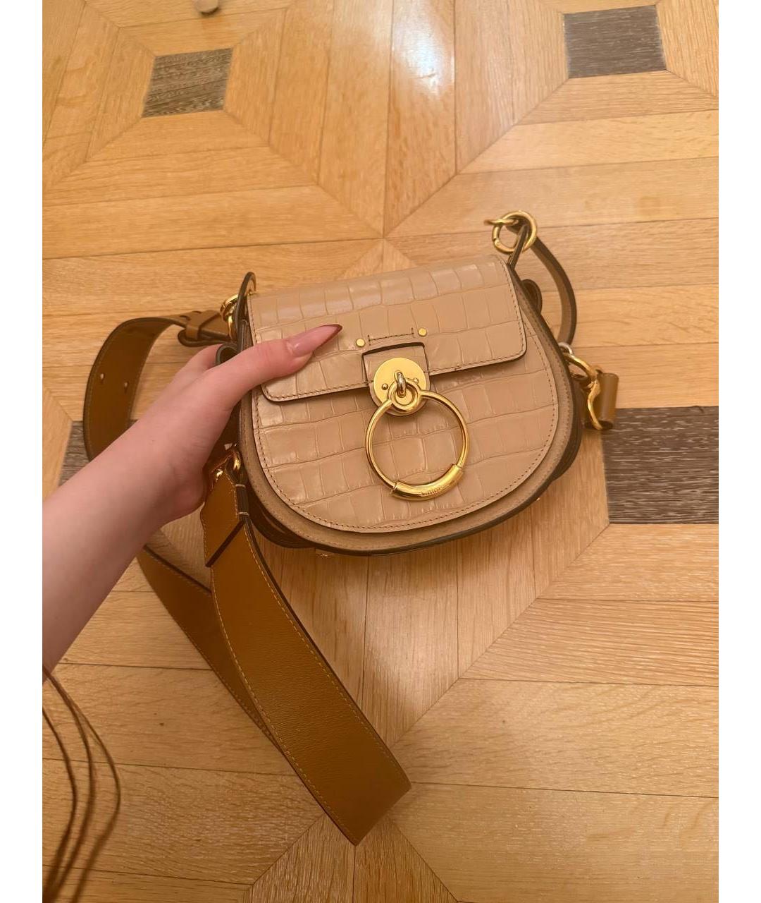CHLOE Бежевая кожаная сумка через плечо, фото 2