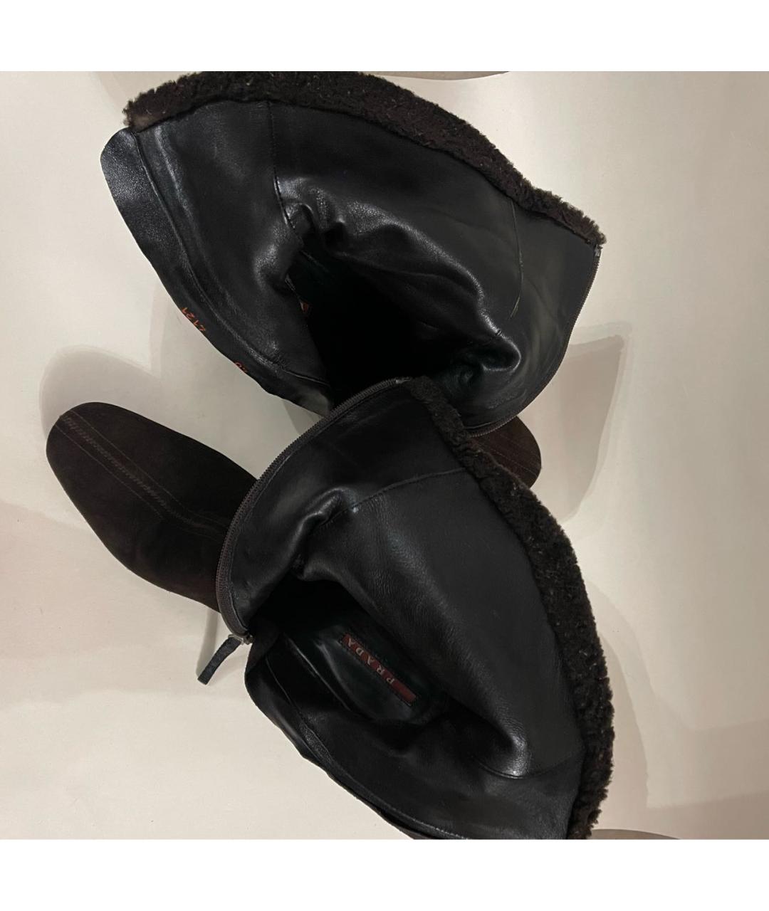 PRADA Коричневые замшевые полусапоги, фото 7