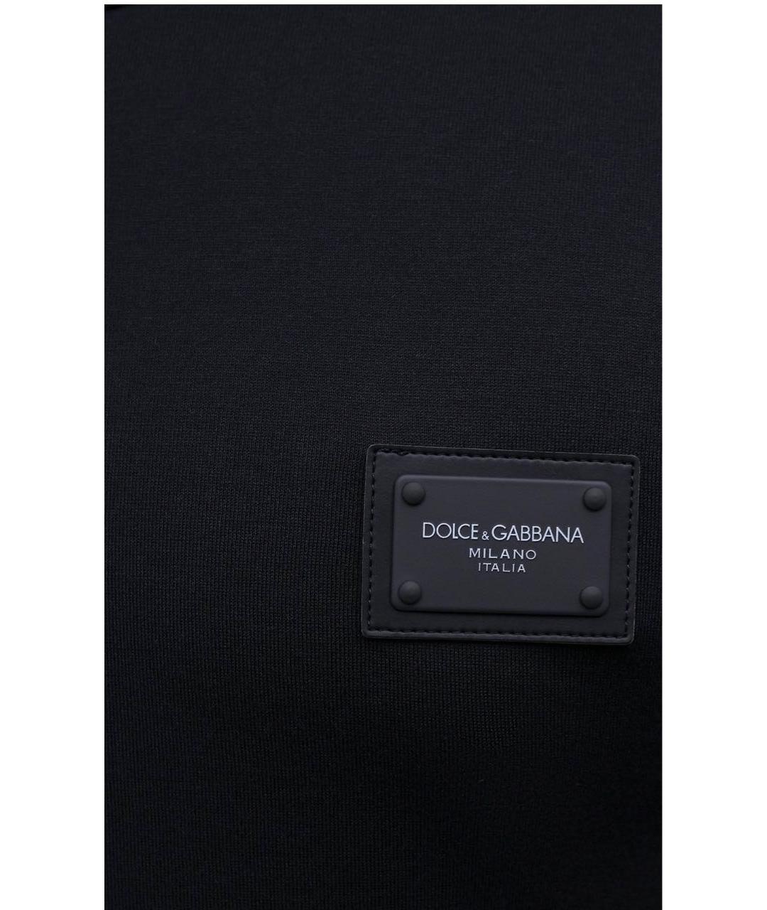 DOLCE&GABBANA Темно-синяя хлопковая футболка, фото 3