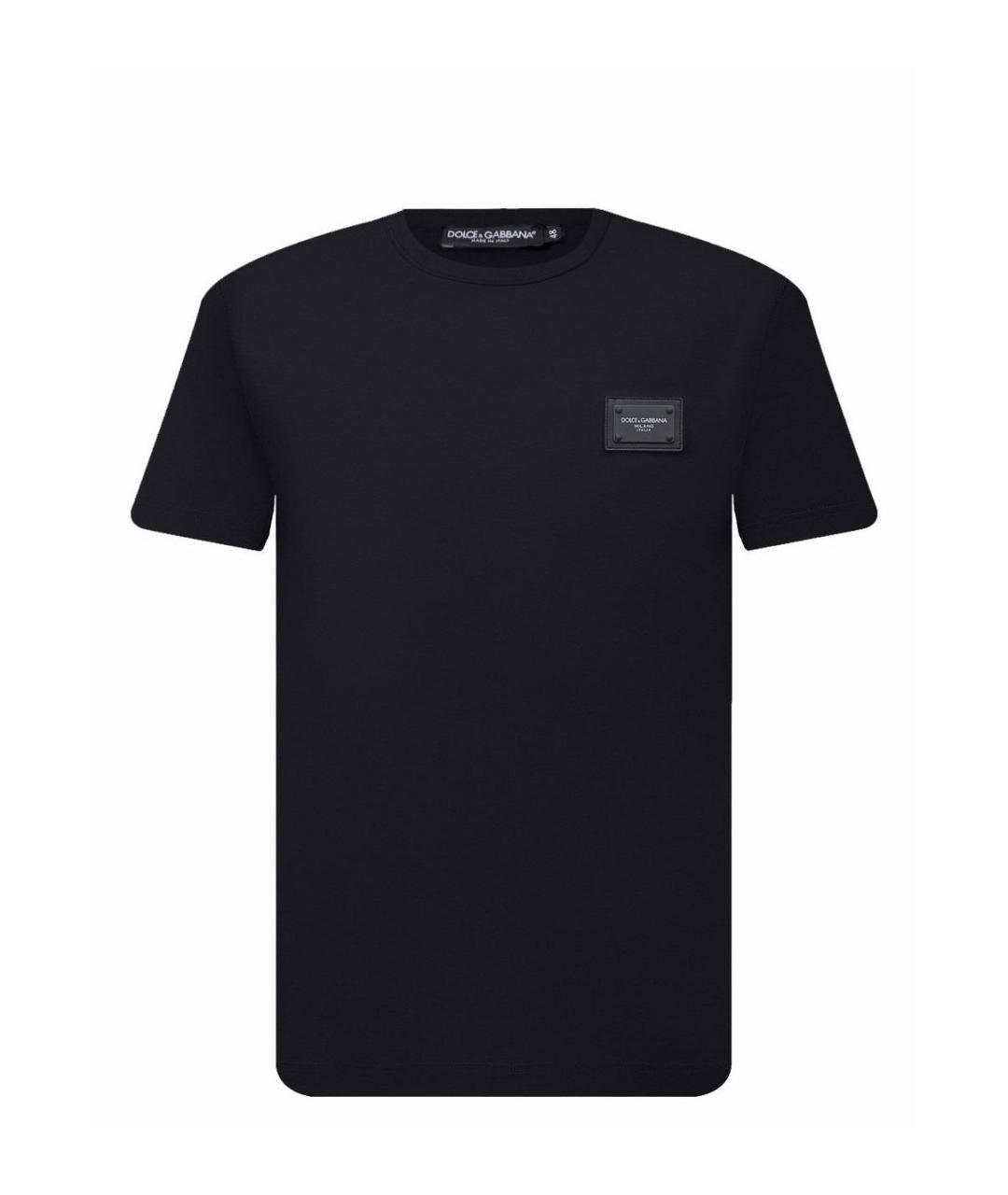 DOLCE&GABBANA Темно-синяя хлопковая футболка, фото 1
