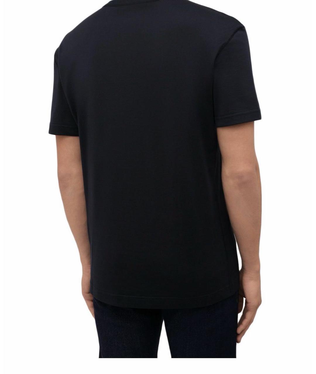 DOLCE&GABBANA Темно-синяя хлопковая футболка, фото 2