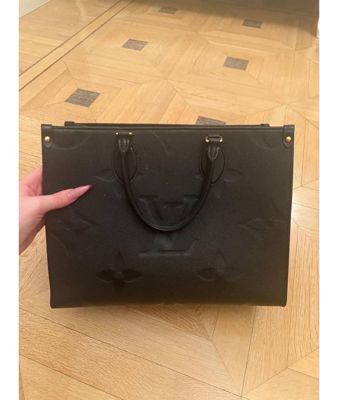 LOUIS VUITTON Черная кожаная сумка тоут, фото 6