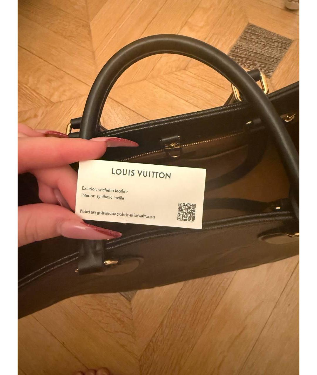 LOUIS VUITTON Черная кожаная сумка тоут, фото 5