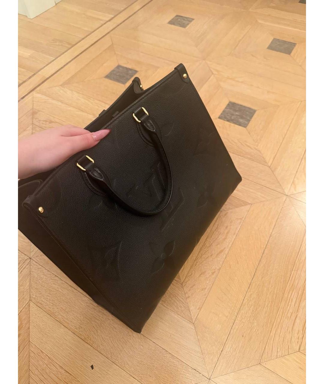 LOUIS VUITTON Черная кожаная сумка тоут, фото 2